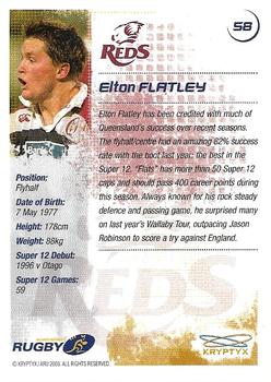 2003 Kryptyx The Defenders Australian Rugby Union #58 Elton Flatley Back